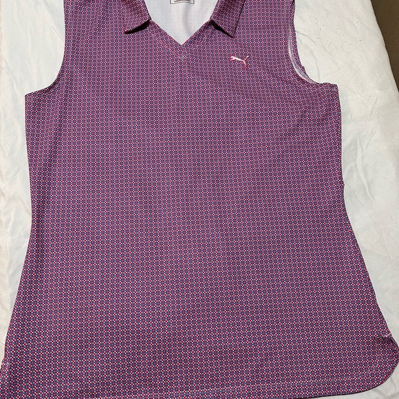 Puma Tops - Puma Pink and Blue Sleeveless Polo Golf Tank Top